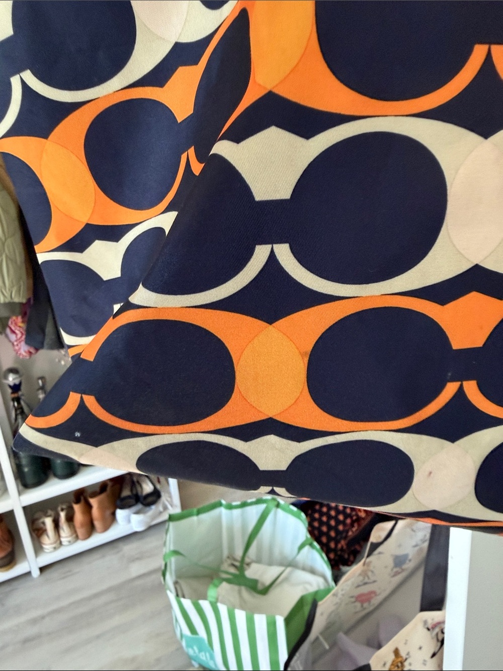Coach Navy and Orange Circle-Print Tote - Picture 7 of 7